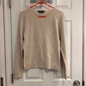 Rafaella Womens Beige Ribbed Knit Long Sleeve Sweater